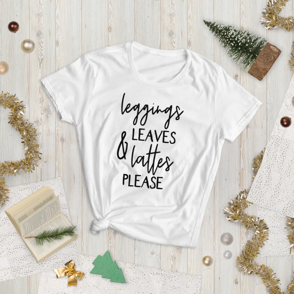 Leggins and Lattes Womens Funny T-Shirt