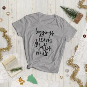 Leggins and Lattes Womens Funny T-Shirt