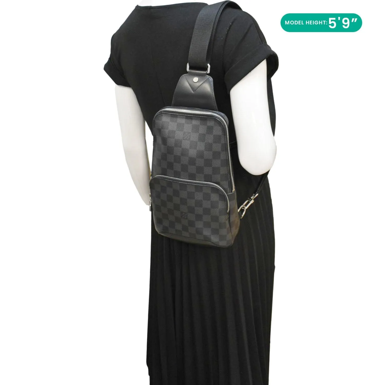 LOUIS VUITTON Avenue Sling Damier Graphite Backpack Bag Black