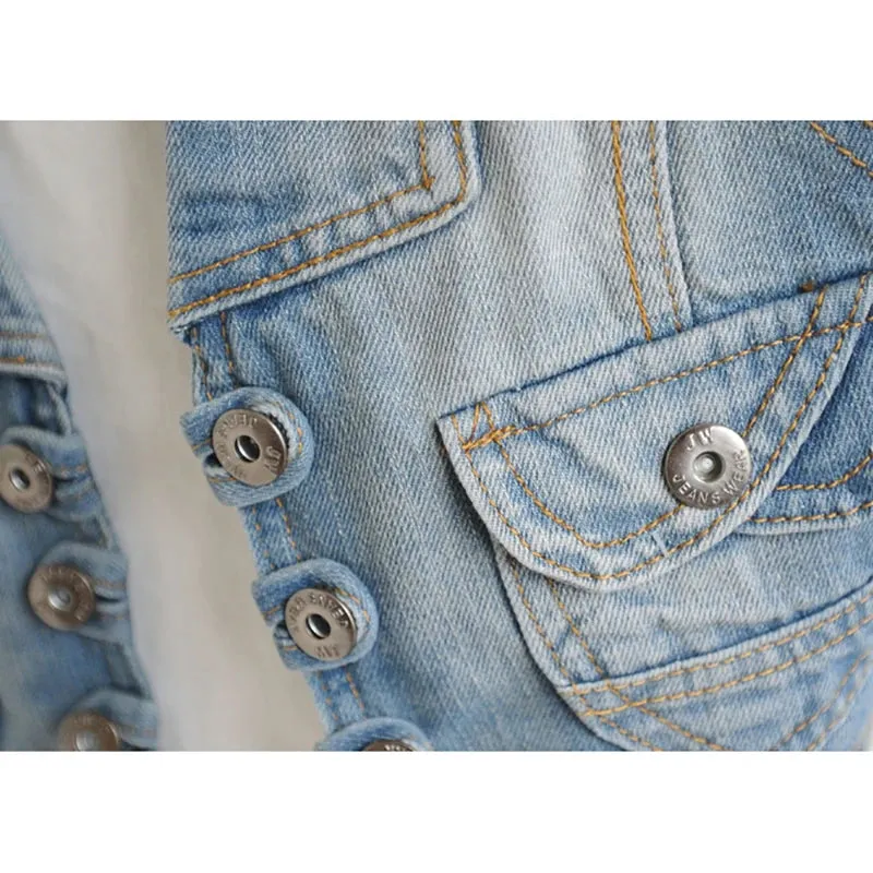 LVSANW Korean Autumn Sling Denim Vest Women Vintage Blue Waistcoat Sleeveless Jacket Coat Moto & Biker Slim Short Jeans Vests Female