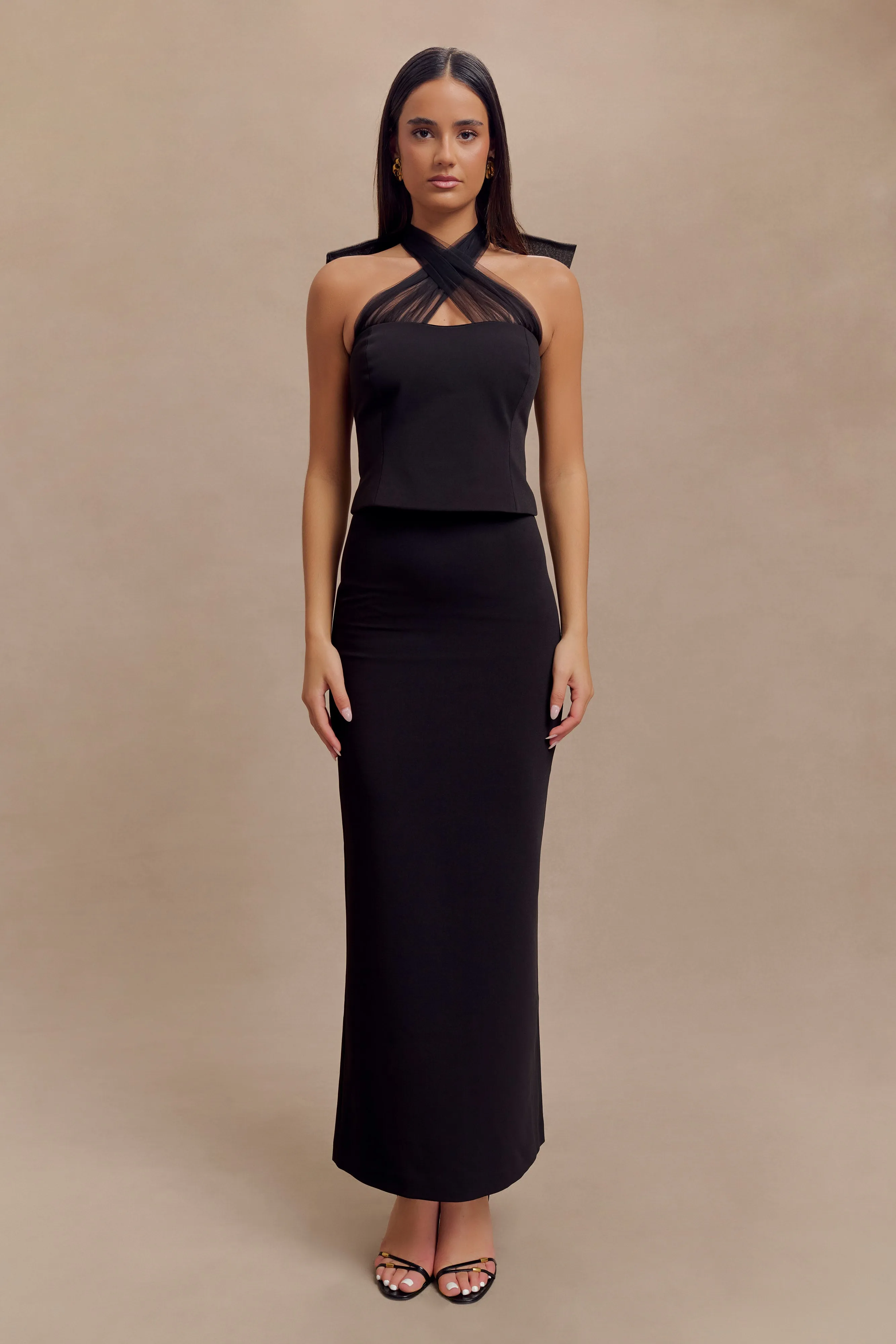 Maryam Tulle Bow Top -  Black