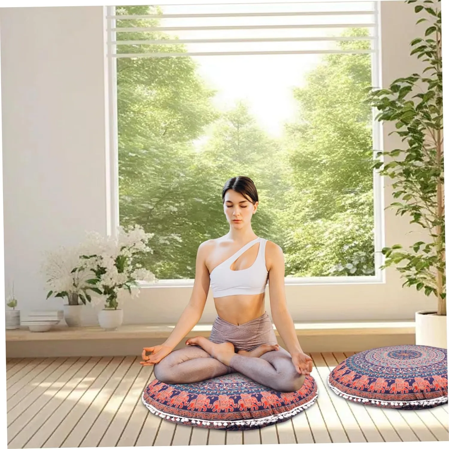 Meditation Cushion Cover Comfortable Round Floor Cushion