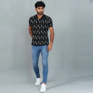 Mens Classic Black Print Polo