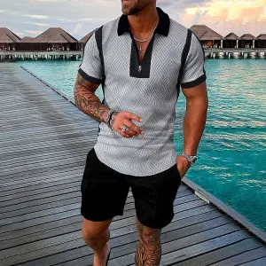 Men'S Fashion Casual Short Sleeve Polo Set