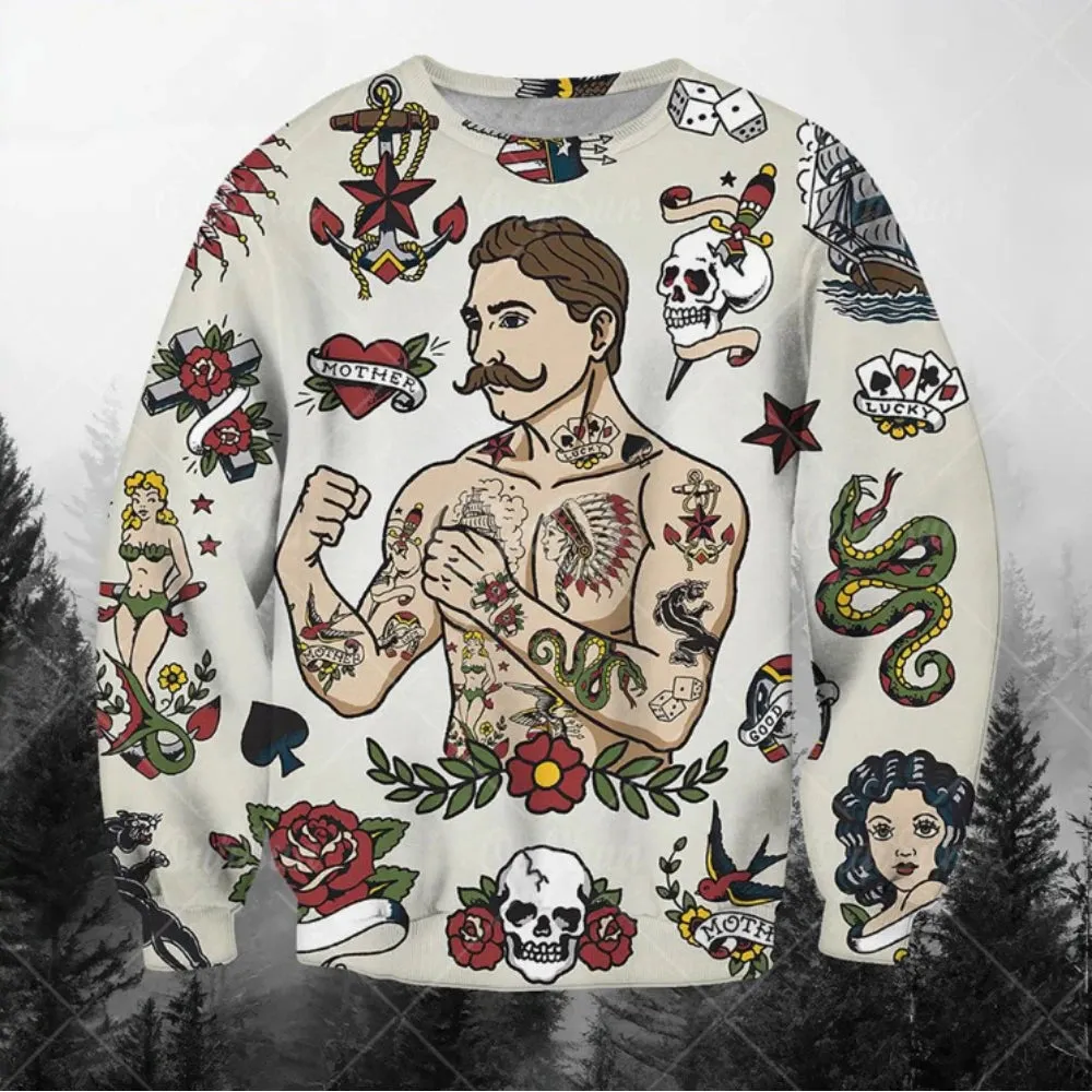Men's Sweatshirts 3d Characters And Animal Graphic Long Sleeve Printed T-Shirts Loose O-Neck Hoodies Oversized Men Clothing Tops