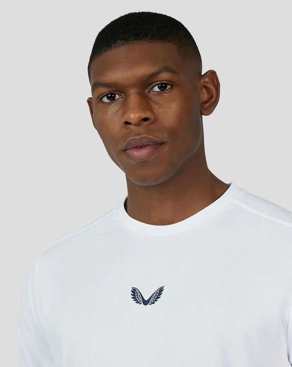 Men's White Carbon Capsule Mesh Mix Tee - Breathable Gym T-Shirt for Men