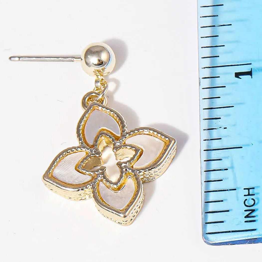 MOP Clover 14K Plated Post Earrings