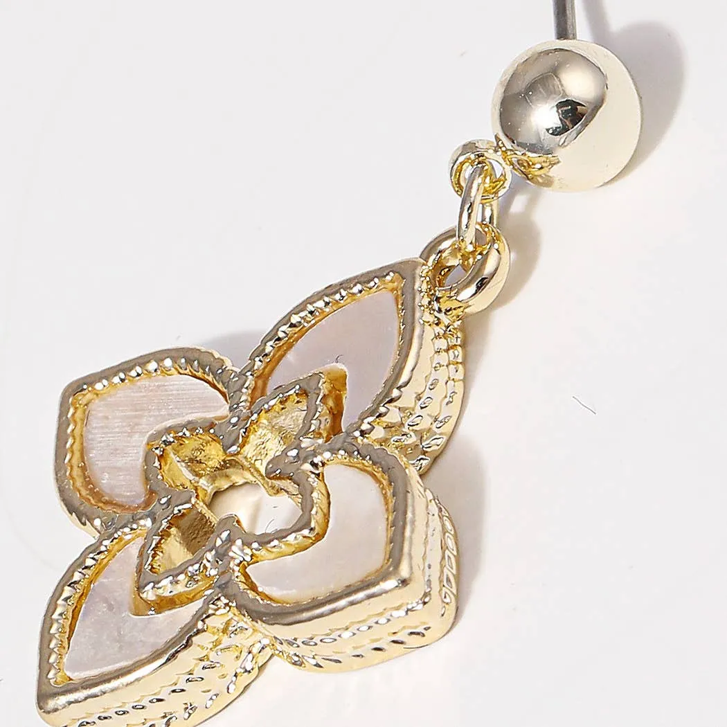 MOP Clover 14K Plated Post Earrings
