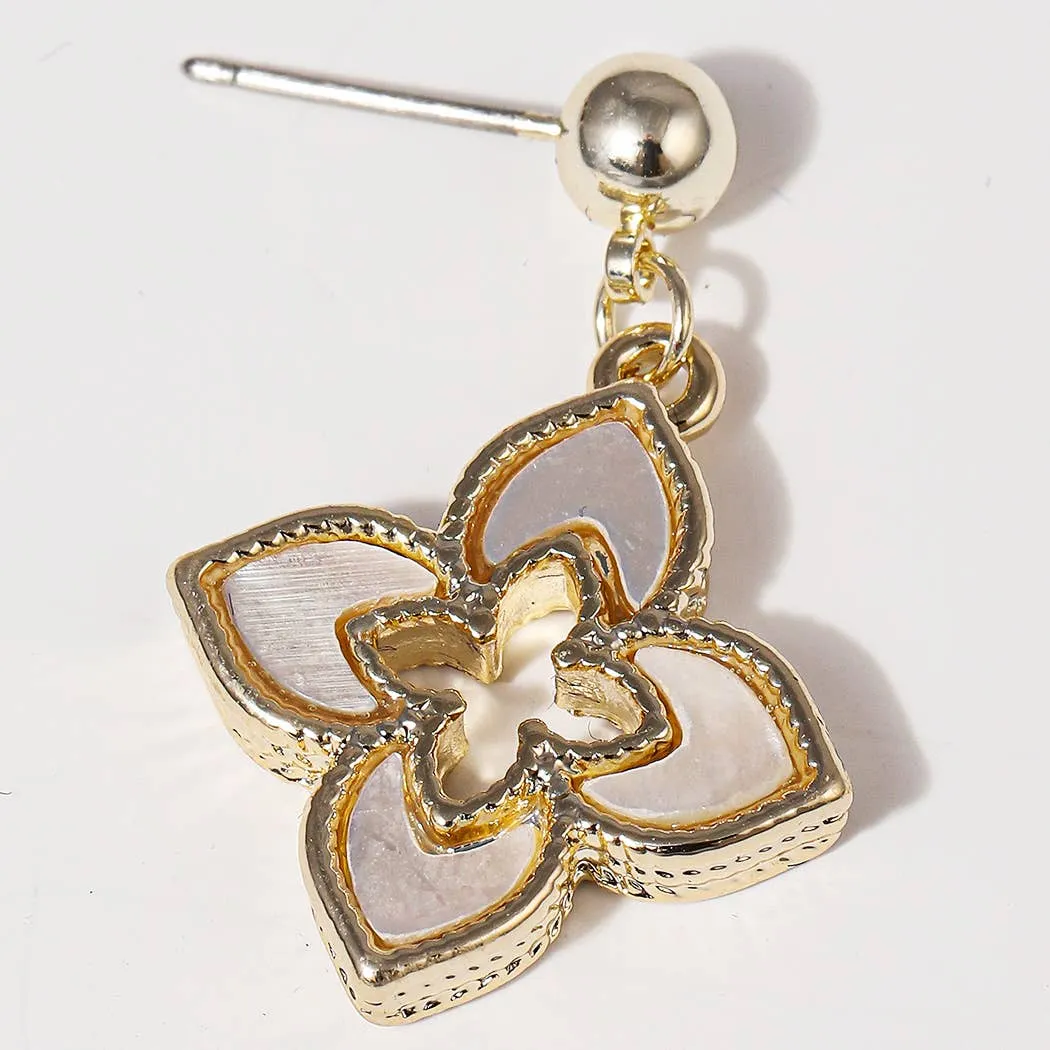 MOP Clover 14K Plated Post Earrings