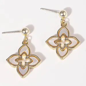MOP Clover 14K Plated Post Earrings