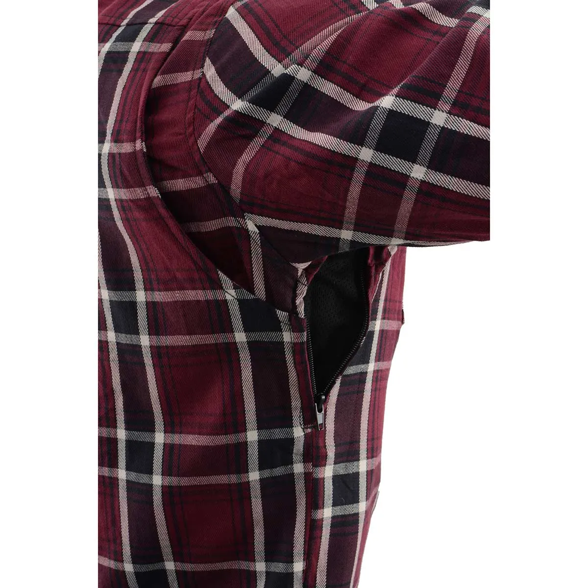 MPM1640 Men's Plaid Flannel Biker Shirt with CE Approved Armor - Reinforced w/ Aramid Fiber