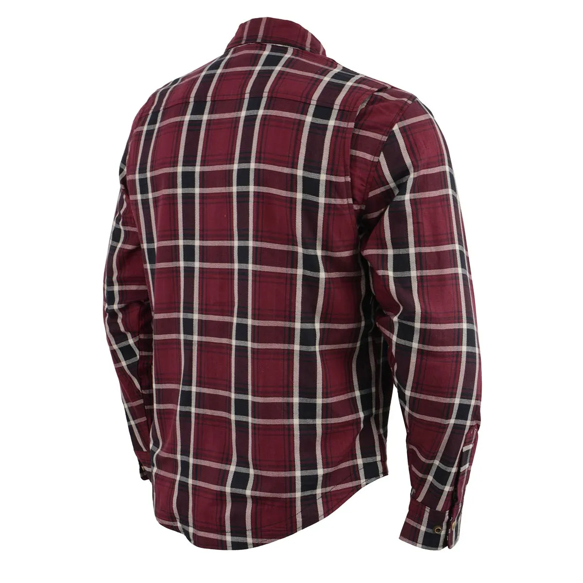 MPM1640 Men's Plaid Flannel Biker Shirt with CE Approved Armor - Reinforced w/ Aramid Fiber