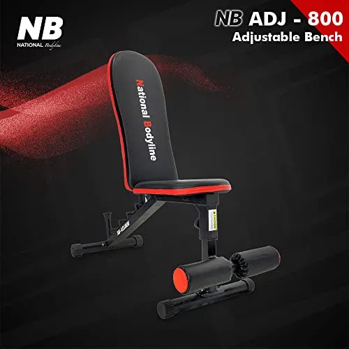 National Bodyline Manual Adjustable Weight Bench Full Body Workout Machine, Foldable Inclined Decline Flat Fitness Home Gym Bench Press ( Black) - Weight Capacity: 150 Kg