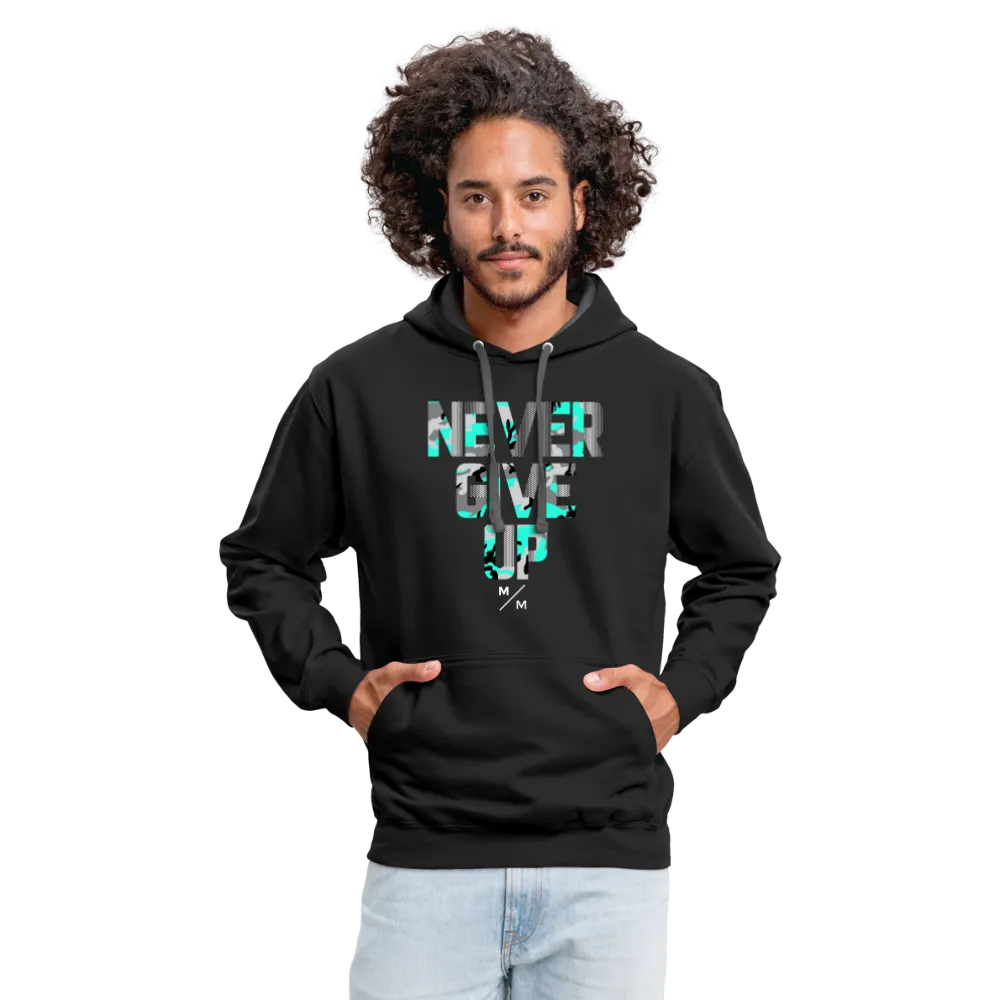 Never Give Up- Unisex Contrast Hoodie