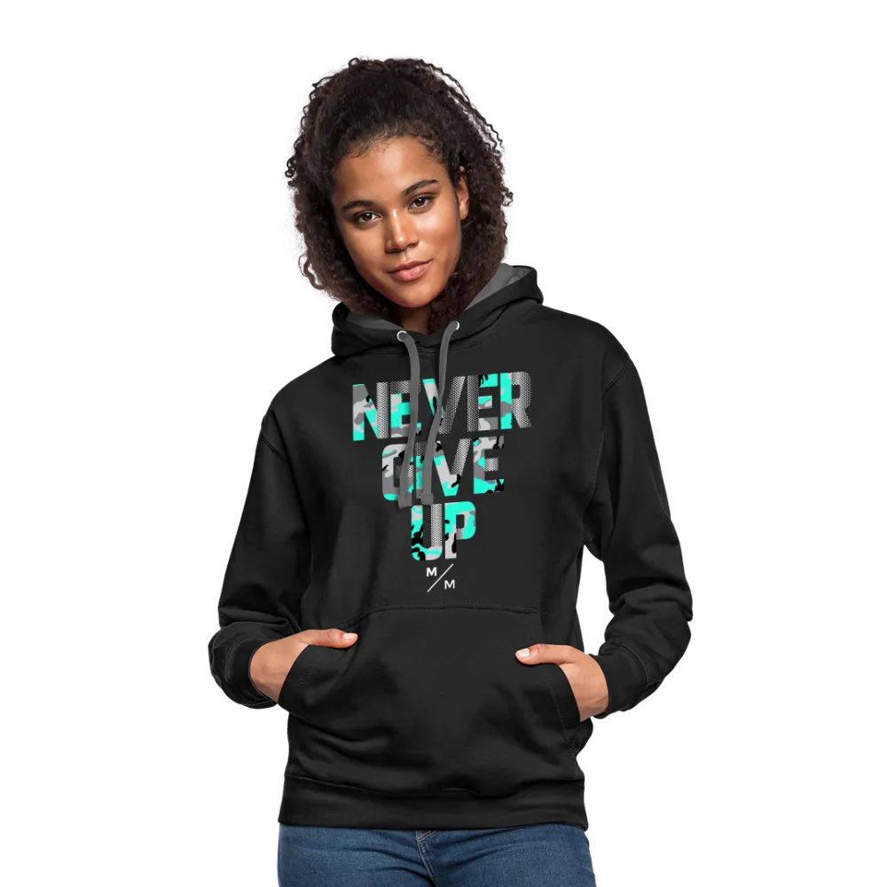 Never Give Up- Unisex Contrast Hoodie