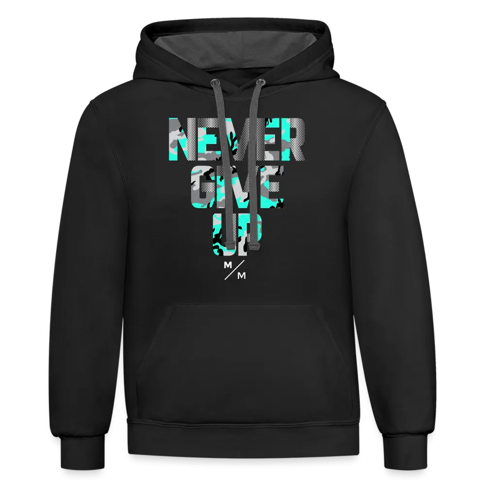 Never Give Up- Unisex Contrast Hoodie
