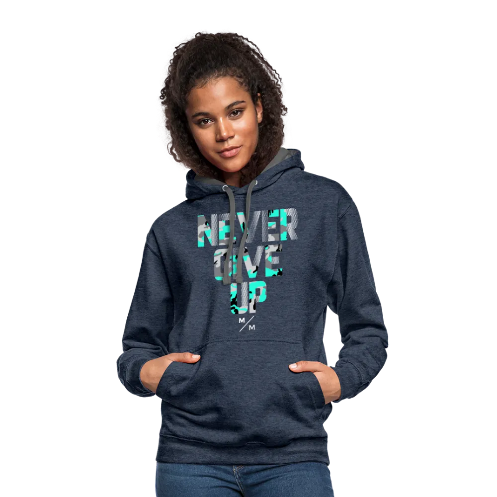 Never Give Up- Unisex Contrast Hoodie