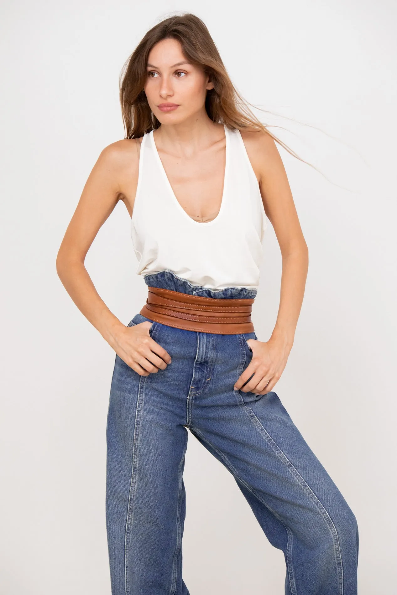 Obi Wrap Belt  - Cognac - CANADA