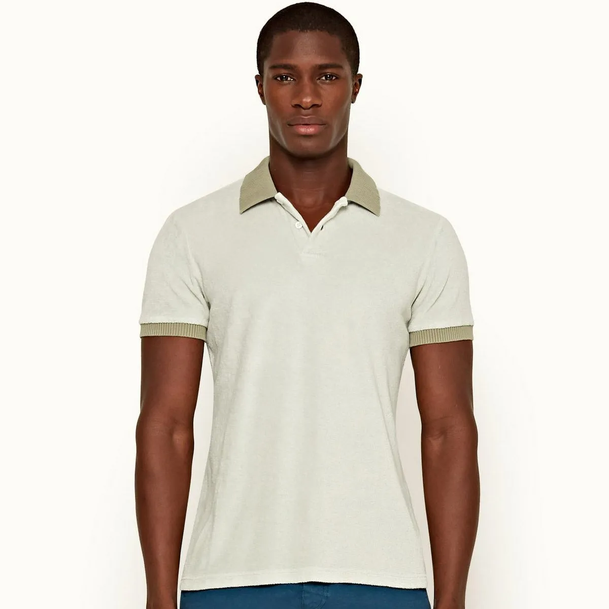 Orlebar Brown - Jarrett Towelling Polo Shirt in Rock Salt