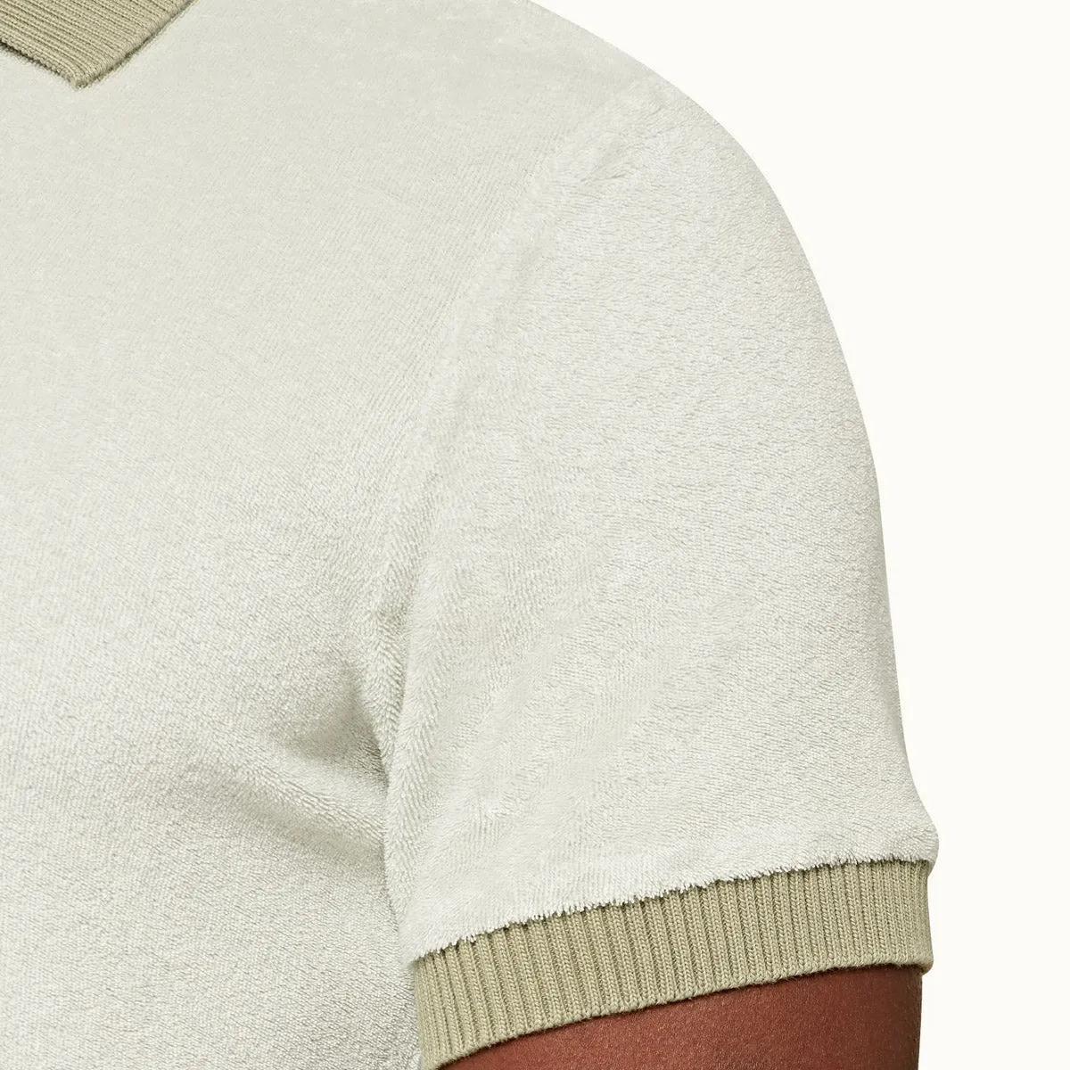 Orlebar Brown - Jarrett Towelling Polo Shirt in Rock Salt