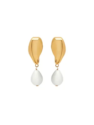 Oscar de la Renta Smooth Metal/Baroque Pearl Sm Earrings P