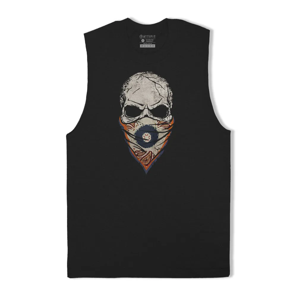 Paisley Skull Face Mask Tank