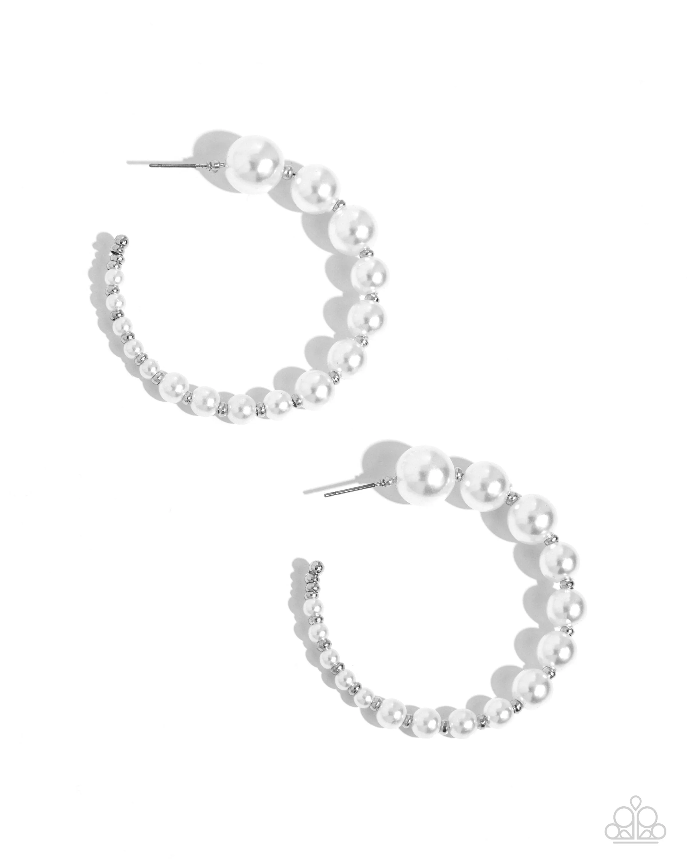 Paparazzi Candidate Class - White Pearl Hoop Earrings