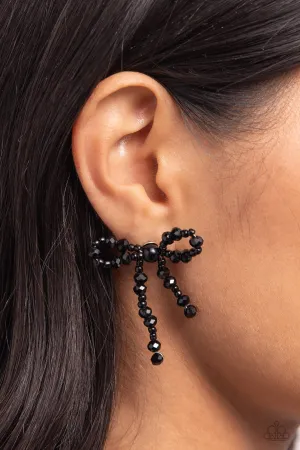 Paparazzi The BOW Must Go On - Black Earrings