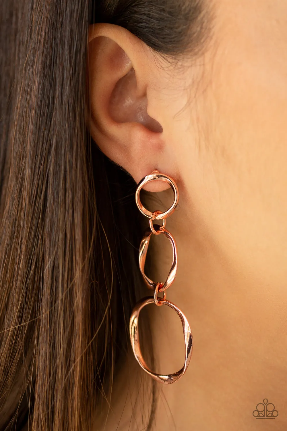 Paparazzi Three Ring Radiance - Copper Earrings