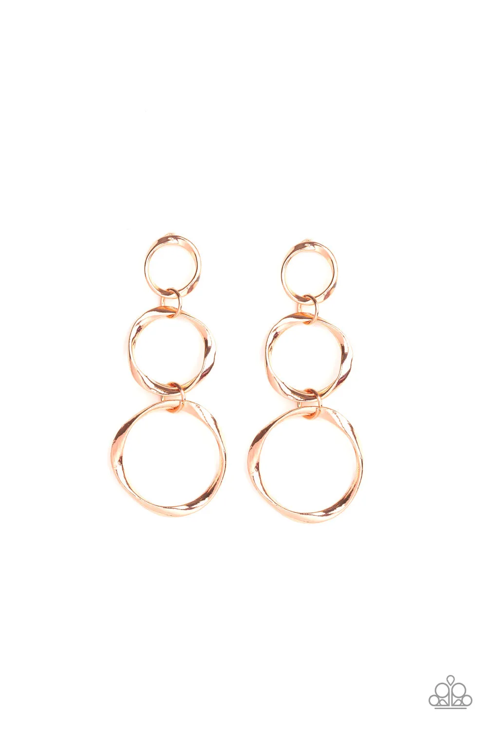 Paparazzi Three Ring Radiance - Copper Earrings