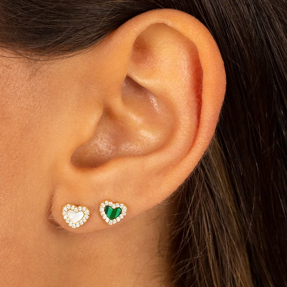Pave Tiny Colored Gemstone Stud Earring