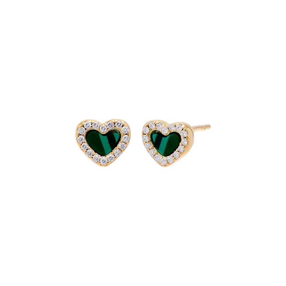 Pave Tiny Colored Gemstone Stud Earring
