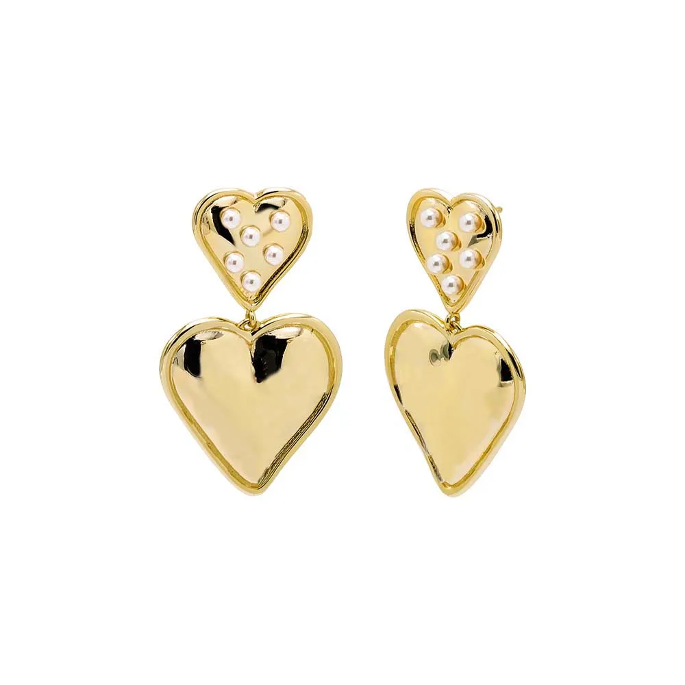 Pearl Scattered Heart Drop Earring