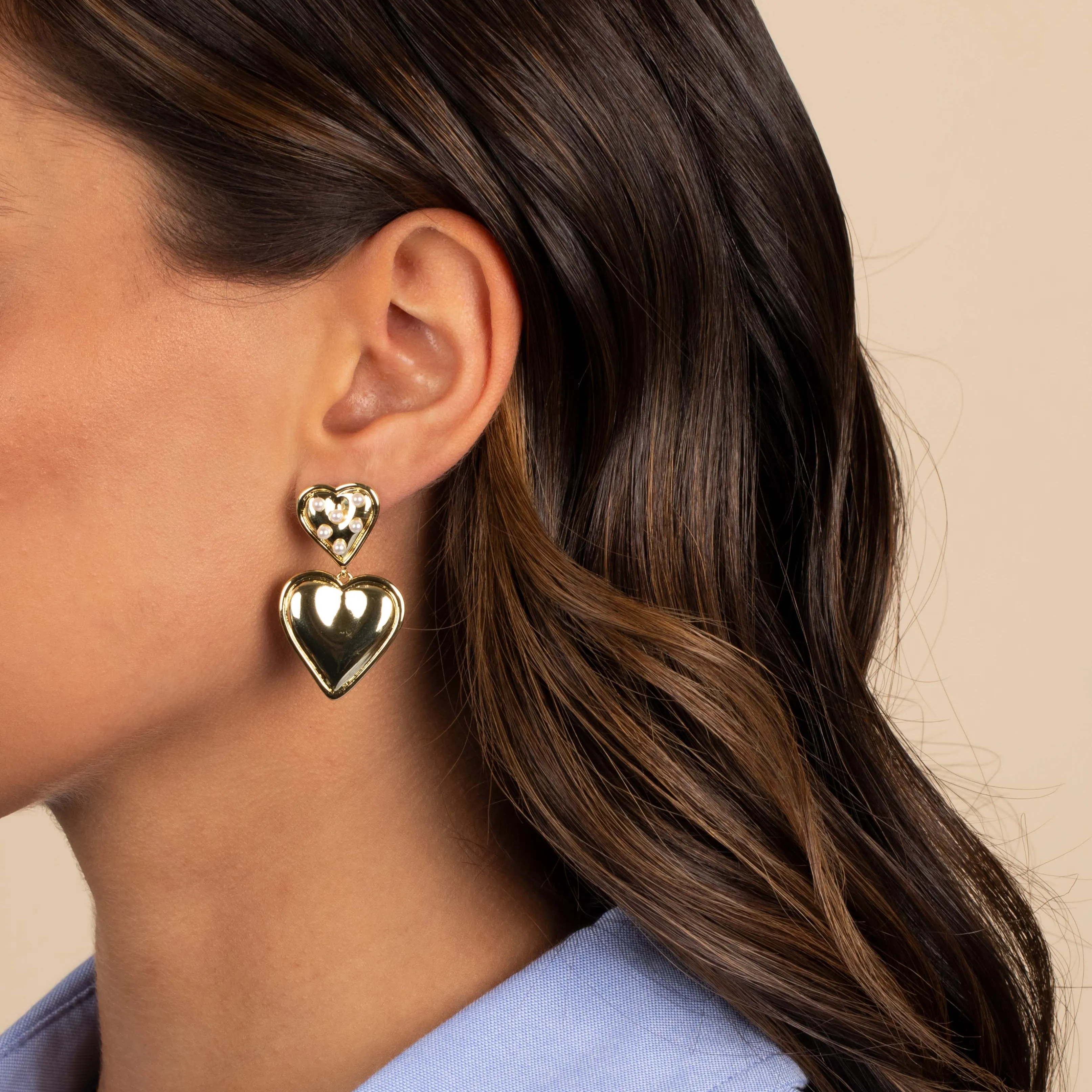 Pearl Scattered Heart Drop Earring