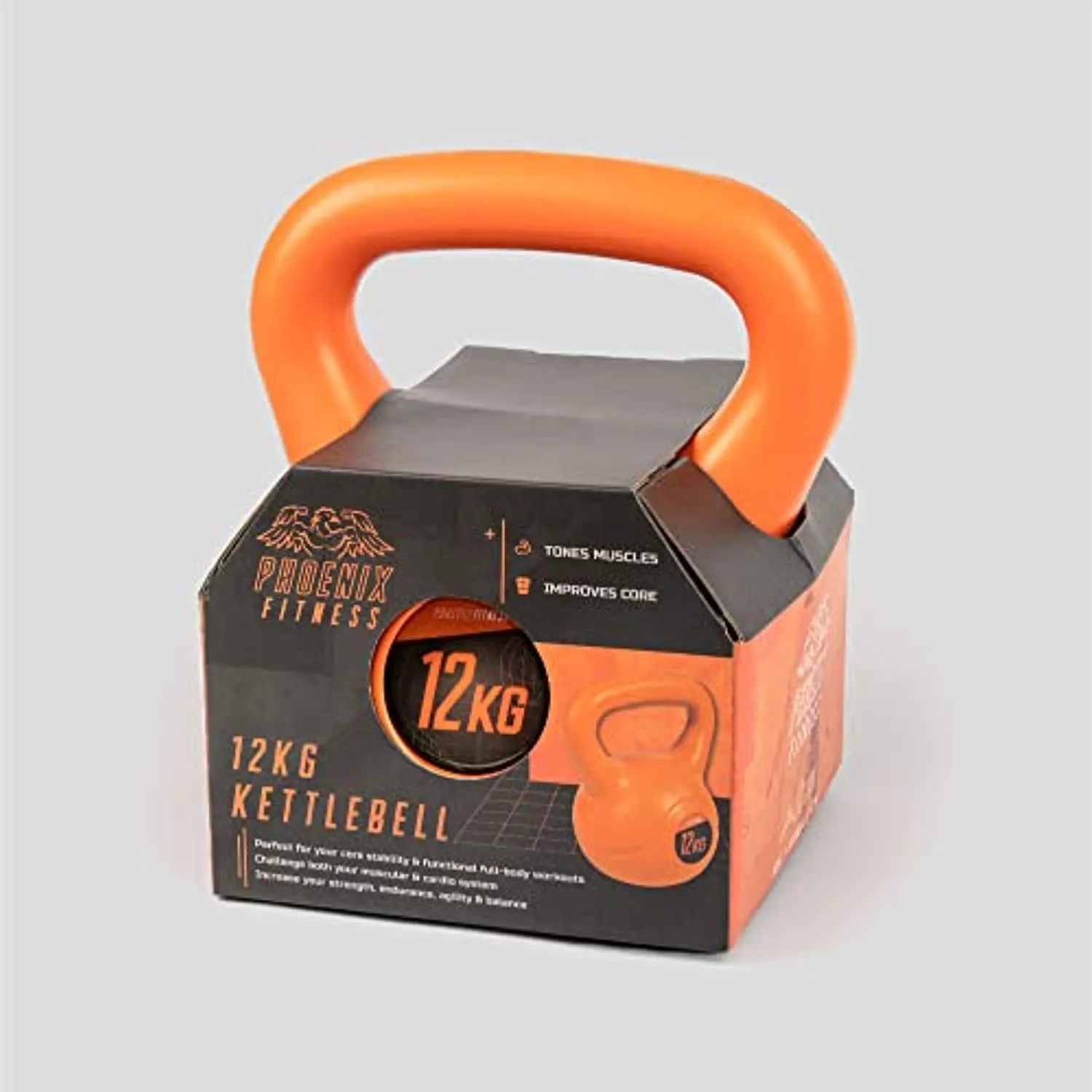 Phoenix Fitness Vinyl Kettlebell - Heavy Weight for Strength Training, Bodybuilding, Muscle and Cardio Exercises - Perfect Workout Equipment for Home, Gym and Studio - Various Weights (8lbs-44lbs)