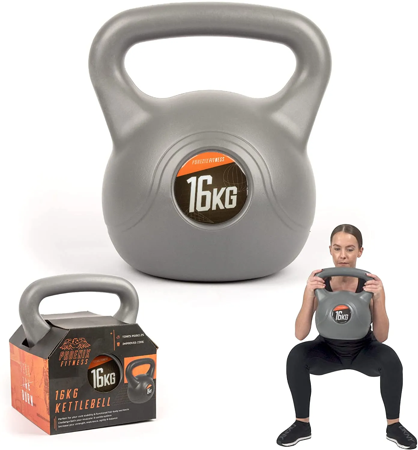 Phoenix Fitness Vinyl Kettlebell - Heavy Weight for Strength Training, Bodybuilding, Muscle and Cardio Exercises - Perfect Workout Equipment for Home, Gym and Studio - Various Weights (8lbs-44lbs)