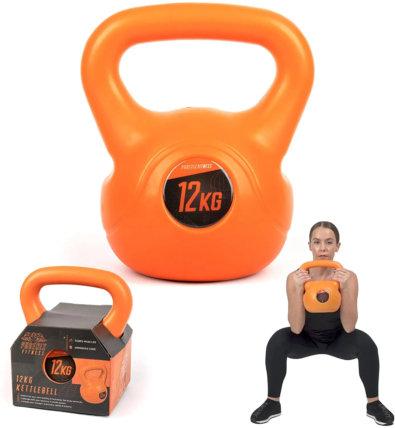 Phoenix Fitness Vinyl Kettlebell - Heavy Weight for Strength Training, Bodybuilding, Muscle and Cardio Exercises - Perfect Workout Equipment for Home, Gym and Studio - Various Weights (8lbs-44lbs)
