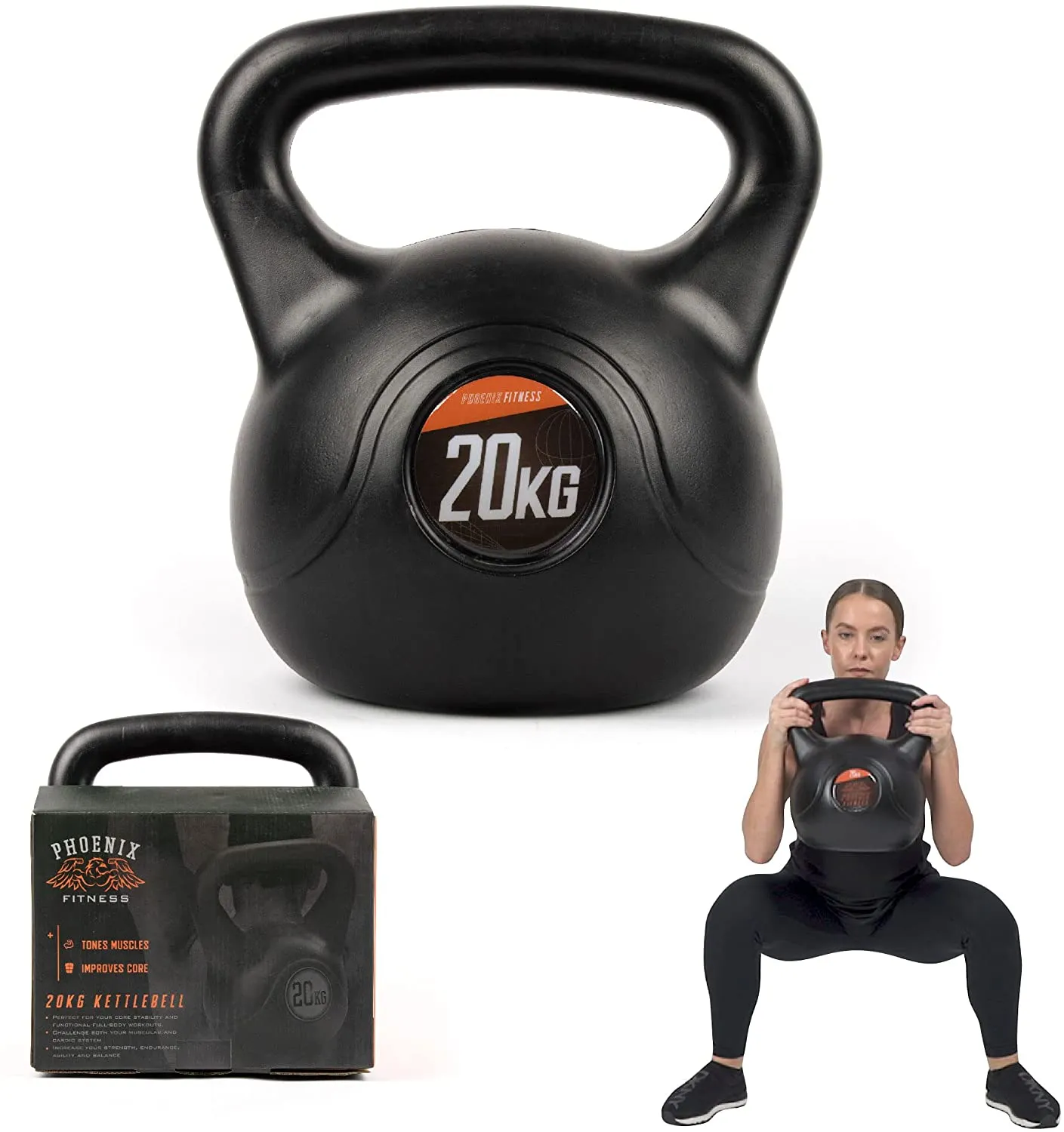 Phoenix Fitness Vinyl Kettlebell - Heavy Weight for Strength Training, Bodybuilding, Muscle and Cardio Exercises - Perfect Workout Equipment for Home, Gym and Studio - Various Weights (8lbs-44lbs)