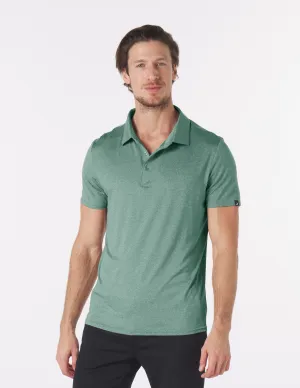 Pin Seeker Polo: Emerald Heather with Emerald/White Stripe Contrast