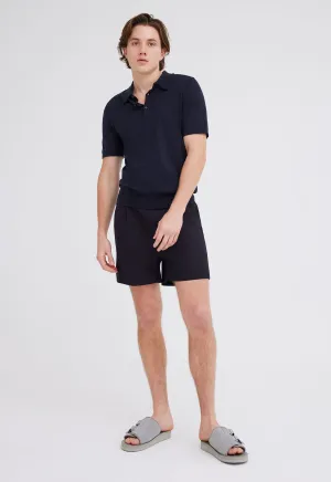 Pointier Knitted Cotton Polo - Darkest Navy