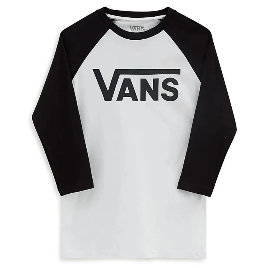 Polo Manga Larga Vans Classic Raglan Boys White-Black