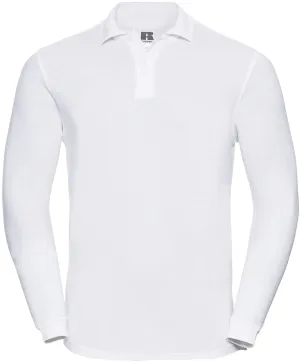 POLO T-Shirt Russell Heavy Cotton Pique Poloshirt R569L Long Sleeve White XS