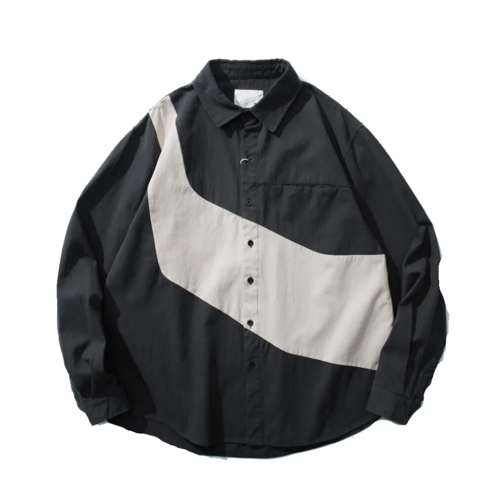 Preppy Irregular Contrast Color Shirt