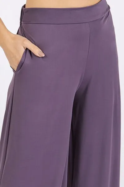 Purple Yoga Air Stretch Elastic Waist Wide Leg Pants