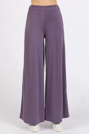Purple Yoga Air Stretch Elastic Waist Wide Leg Pants