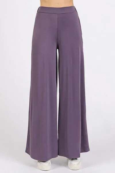 Purple Yoga Air Stretch Elastic Waist Wide Leg Pants