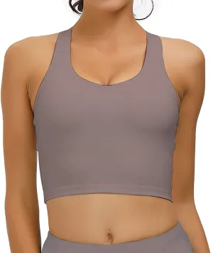 RAISEVERN Women's Sport Bras Padded Workout Longline Running Yoga Crop Tank Tops