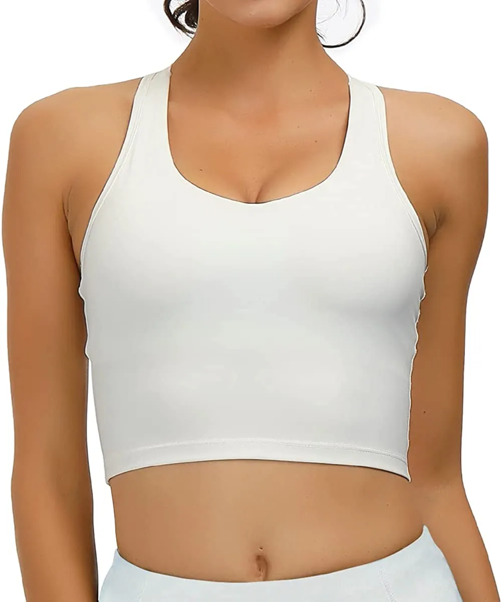 RAISEVERN Women's Sport Bras Padded Workout Longline Running Yoga Crop Tank Tops