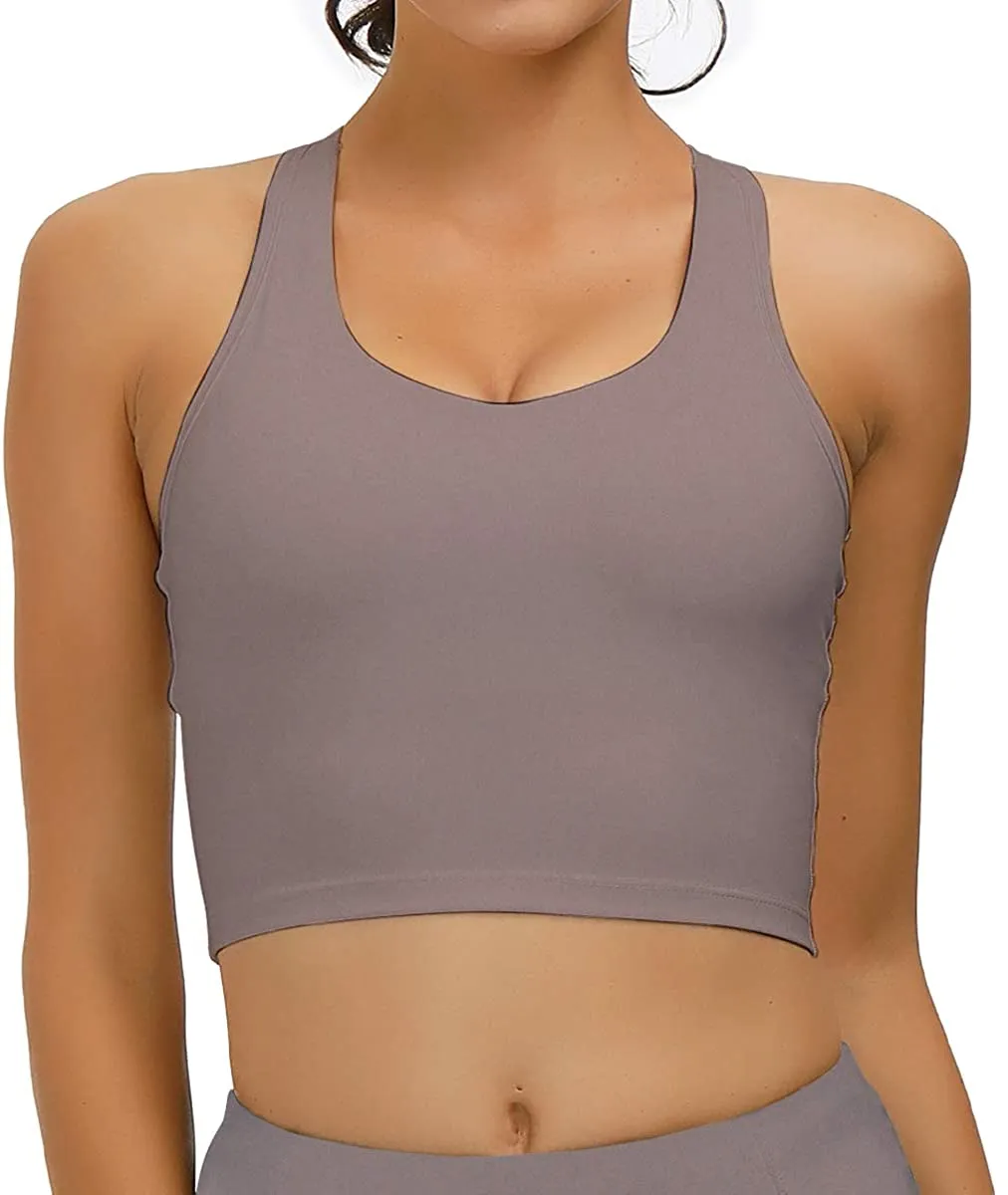 RAISEVERN Women's Sport Bras Padded Workout Longline Running Yoga Crop Tank Tops
