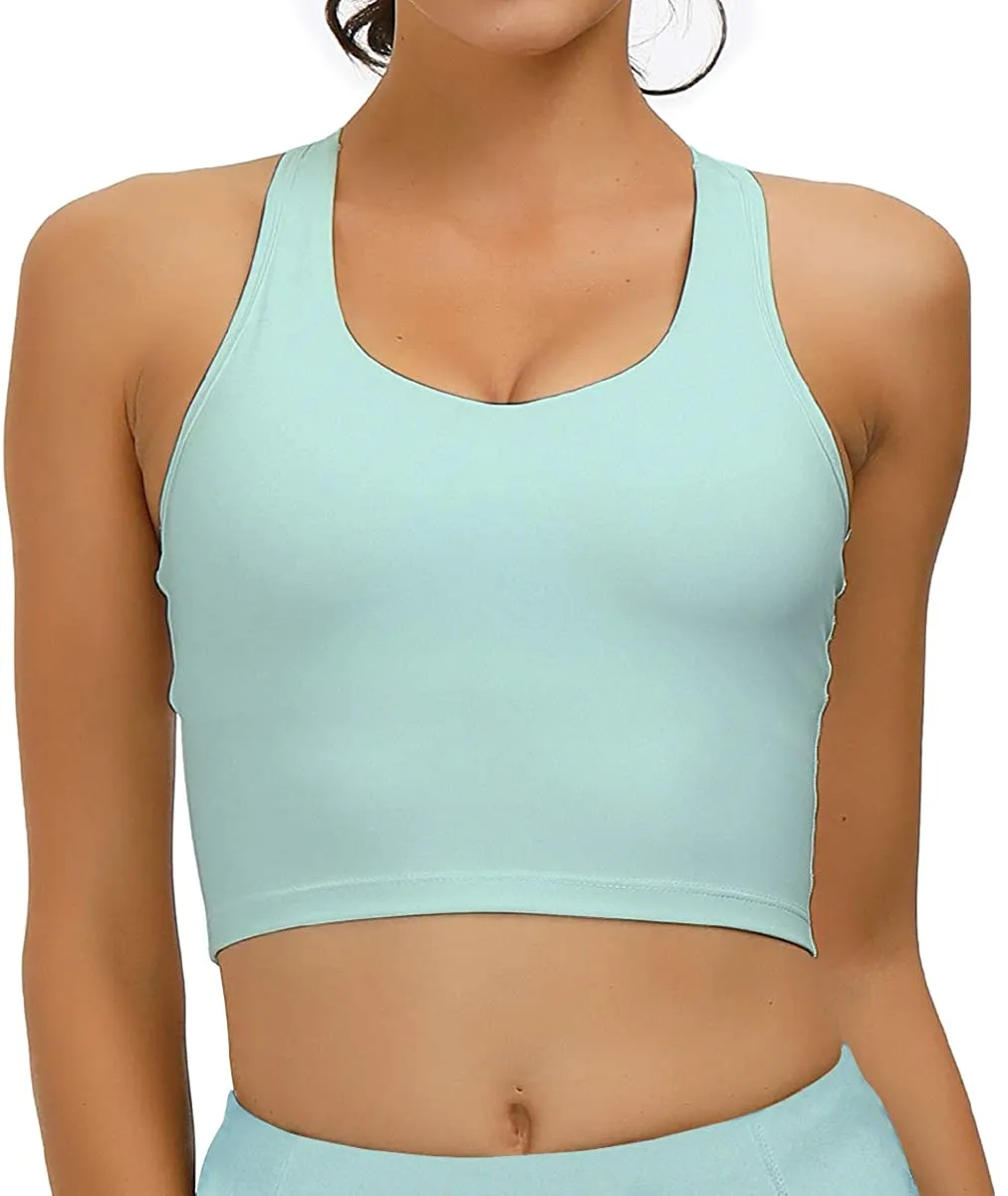 RAISEVERN Women's Sport Bras Padded Workout Longline Running Yoga Crop Tank Tops
